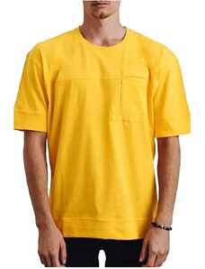 Basic tricou galben cu buzunar