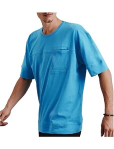 Basic Tricou albastru cu buzunar