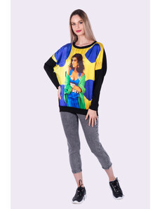 Urbanelle Bluza trendy cu imprimeu multicolor si maneca lunga