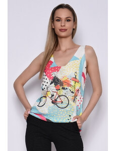 Urbanelle Top tricotat cu imprimeu colorat bicicleta
