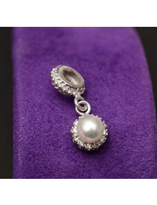 ArgintBoutique Talisman din argint cu Pandantiv Perla Eleganta si Cristal CHA1022