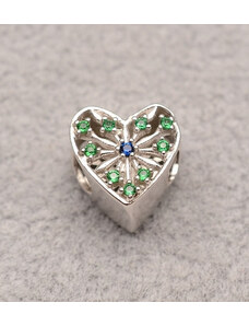 ArgintBoutique Talisman din argint Green & Blue Heart CHA1095