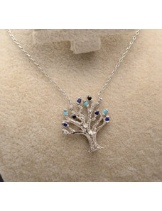 ArgintBoutique Lantisor Cu Pandativ DIn Argint --"Deep Colorful Tree of Life"- ARG144B