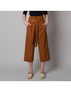 Willsoor Pantaloni culottes maro de material pentru femei 12619