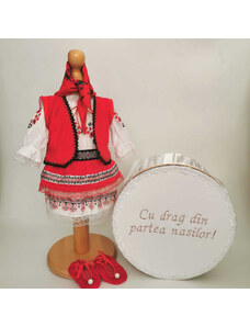 Ie Traditionala Set Botez Traditional , Costum Traditional Muna 13 - 2 piese costumas si cutie botez