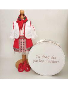 Ie Traditionala Set Botez Traditional , Costum Traditional Muna 16 - 2 piese costumas si cutie botez