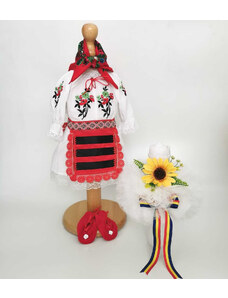 Ie Traditionala Set Botez Traditional , Costum Traditional Muna 17 - 2 piese costumas si lumanare