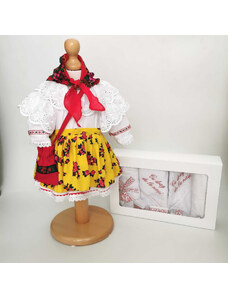 Ie Traditionala Set Botez Traditional , Costum Traditional Fetite Floral 3 - 2 piese costumas si trusou brodat