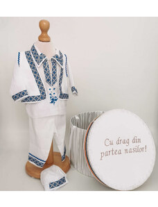 Ie Traditionala Set Botez Traditional Raul 28 , 2 piese costumas traditional si cufar brodat botez