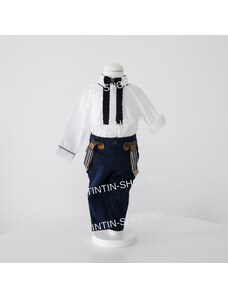 Pantaloni Bleumarin Din Tercot Pentru Baiat, cu Bretele, TinTin Shop