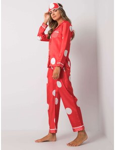 Fashionhunters Pijamale roșii pentru femei cu puncte polka