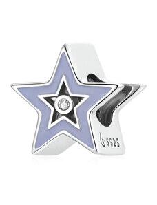 GALAS Talisman din argint 925 Purple Enamel Twinkle Shining Star