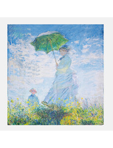 Shopika Esarfa patrata cu o singura fata imprimata cu reproducerea dupa Fata cu umbrela a lui Claude Monet