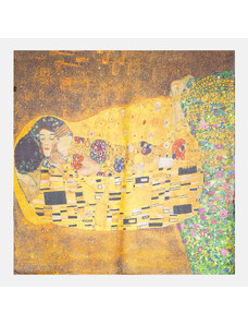 Shopika Esarfa patrata cu doua fate cu reproducere dupa Sarutul lui Klimt