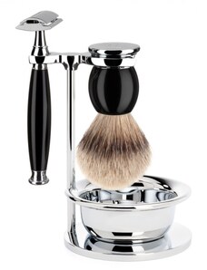 Mühle Shaving set of MÜHLE, silvertip badger, with safety razor, handle material made of high-grade resin black