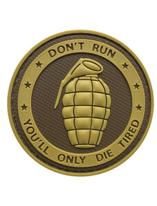 WARAGOD Petic 3D Don't Run,You'll only Die Tired Grenade coyote 6cm