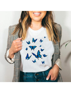 Kartier Tricou Dama Alb Blue Butterflies