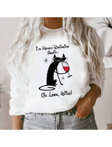 Kartier Bluza Dama Alba Wine Drinking Cat