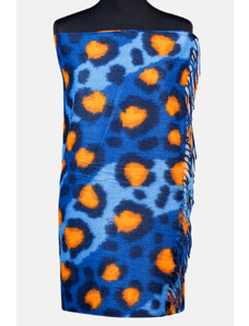 Shopika Esarfa cashmere model animal print cu nuante de albastru si portocaliu