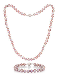 Buka Jewelry Set de perle Mutiara 6 AA (colier și brățară de perle) – roz