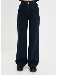 Trendyol Navy plisate high waist Wide Leg Jeans