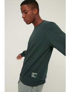 Trendyol Emerald Verde Men's Crew Neck Regular Fit Slogan Label Tricoul