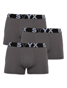 3PACK Boxeri bărbați Styx elastic sport mărimi mari gri închis (R10636363) 4XL