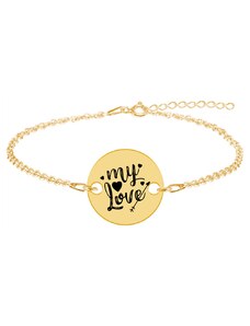 BijuBOX Lover - Bratara personalizata banut argint 925 placat cu aur galben 24K My Love