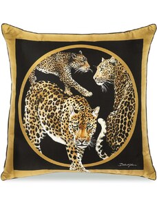 Dolce & Gabbana leopard-print silk cushion - Black