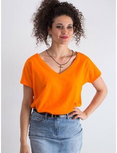 Fashionhunters Portocaliu fluo portocaliu V-gât tricou de bumbac