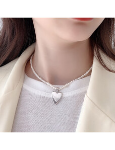 Nuwa Colier Pearly Heart - Argint 925