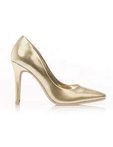Tsoukalas Pantofi cu tocuri Aurii imitație de piele metalizat cu vârf pătrat