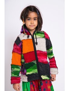 Maya Shop Jacheta de lana cu gluga Elf patrate colorate