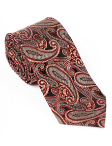 GAMA Cravata rosie cu paisley din matase naturala