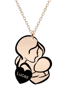 BijuBOX Grace - Colier din argint 925 placat cu aur roz Mama si bebe personalizat cu nume