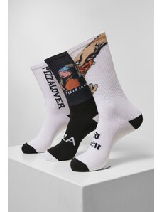 Şosete // Mister tee Pizza Art Socks 3-Pack black/white/teal