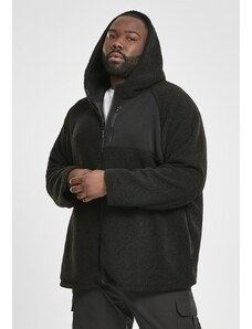Hanorac pentru bărbati cu fermoar // Urban Classics Hooded Sherpa Zip Jacket black