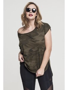 Tricou pentru femei cu mânecă scurtă // Urban classics Ladies Camo Back Shaped Tee olive camo