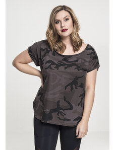 Tricou pentru femei cu mânecă scurtă // Urban classics Ladies Camo Back Shaped Tee dark camo