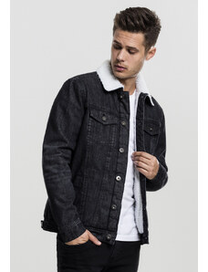 Jachetă pentru bărbati // Urban Classics Sherpa Denim Jacket black washed