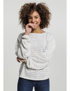 Pulover pentru femei // Urban classics Ladies Oversize Stripe Pullover grey/white