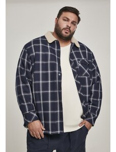 Jachetă pentru bărbati // Urban classics Sherpa Lined Shirt Jacket navy/wht
