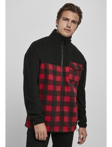 Jachetă pentru bărbati // Urban classics Patterned Polar Fleece Track Jacket black/redcheck