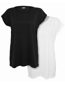 Tricou pentru femei cu mânecă scurtă // Urban classics Ladies Extended Shoulder Tee 2-Pack black/white