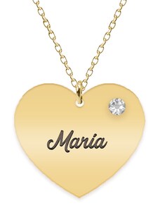 BijuBOX - Bestseller Lolita - Colier inima argint 925 placat cu aur galben 24K si cristal - personalizat cu nume