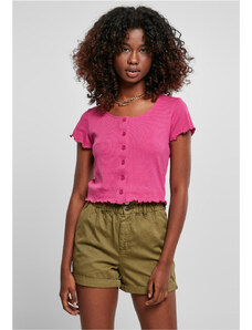 Urban Classics / Ladies Cropped Button Up Rib Tee brightviolet
