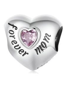 GALAS Talisman din argint 925 Love Mom Silver Heart with Pink
