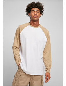 Tricou pentru bărbati cu mânecă lungă // Urban Classics Organic Oversized Raglan Longsleeve white/unionbeige/unionbeige