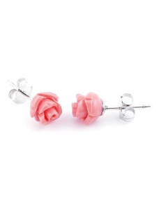 Podoabele Mele Cercei argint trandafiri roz rasina 7 mm