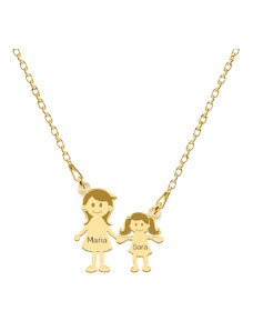 BijuBOX - Bestseller Family - Colier personalizat mama si copilul din argint 925 placat cu aur galben 24K